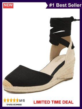 Women's Espadrille Wedge Sandals Closed Toe Lace-Up Shoes